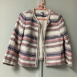 Tahari Arthur S Levine Blazer Jacket Lined Size 4 Open Front Long Sleeve Texture